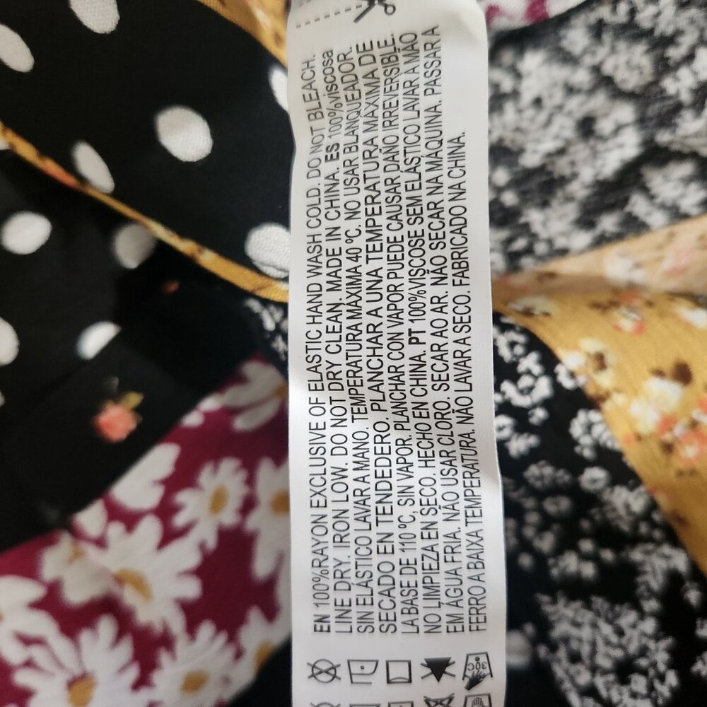 Colorful Forever 21 Dress long Small Patchwork Polka Dots & Florals Cottagecore - Picture 10 of 13